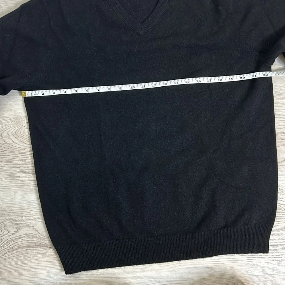 Club Room Mens Cashmere Sweater Black V Neck Pullover Size L Grandpa Academia‎